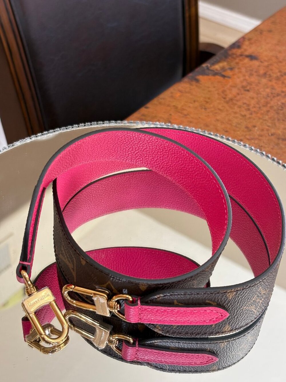 Louis Vuitton Brand New Pink and Monogram Guitar Strap
